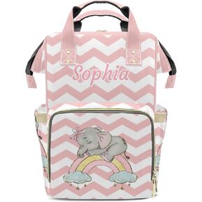 Cute Watercolor Rainbow Diaper Bag Backpack Tote Custom with Name Multifunction Waterproof Travel Back Pack Diaper Bag Gifts Backpack for Men Women