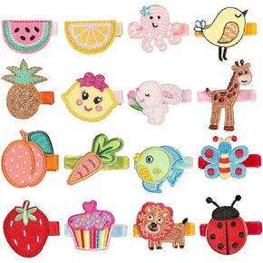 inSowni 16 Pack Embroidery Cute Fruit Animal Fully Lined Alligator Hair Clips Accessories Barrettes for Baby Girl Toddlers Infants Kids Teens One Size in Saudi Arabia