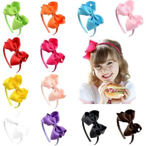 DEEKA 4 بوصة 12 قطعة من شريط Grosgrain أقواس رأس عصرية فيونكات شعر للفتيات الصغيرات in Kuwait