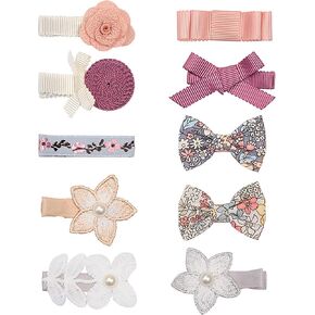 10Pcs Baby Girls Hair Clips Full Lined Alligator Clip Floral Bow Barrettes Handmade Hair Accessories for Newborn Infant Toddler Kids in Kuwait