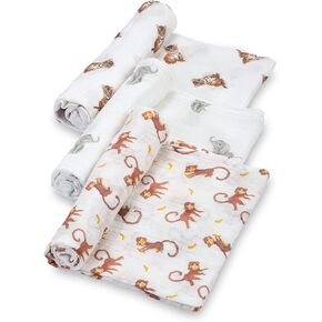 LollyBanks Baby Swaddle Blankets, 100% Organic Cotton Muslin Baby Blanket | 47" x 47", Lightweight Receiving Blanket for Nursing, Stroller, Boys & Girls (Golf Print) in Kuwait
