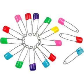Kinteshun Baby Safety Pins,Kid Secure Clips Diaper Bib Nappy Pin with Safe Lock(50pcs,1.6 inches,7 Assorted Candy Colors) in Saudi Arabia