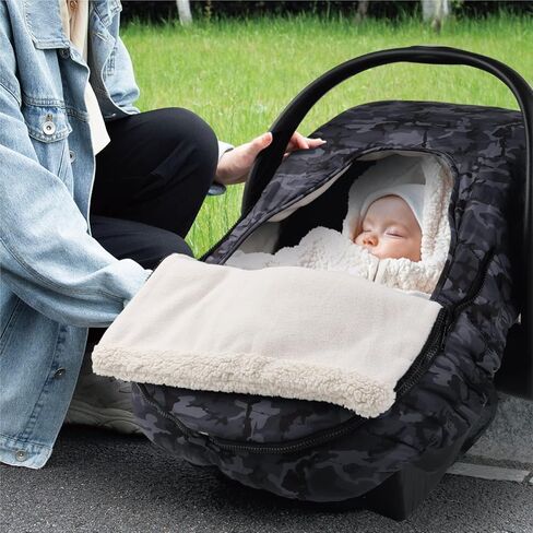 The Peanutshell Car Seat Cover | Black Camo | Winter Carseat Canopy | Car Seat Cover Baby in Saudi Arabia