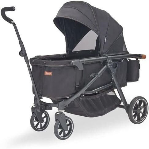 عربة وعربة Larktale Crossover الكل في واحد - تحويل من عربة أطفال واحدة إلى عربة سحب بمقعدين مع مظلة - بايرون بلاك in Kuwait