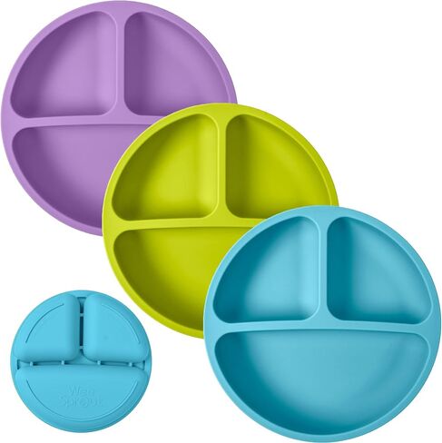 WeeSprout Silicone Divided Plates for Toddlers & Kids - 100% Food Grade, No Lids, Dishwasher & Microwave Safe in Saudi Arabia