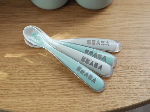 BEABA First Stage Baby Feeding Spoon Set, The Original Soft Tip Silicone Spoons for Babies, Gum Friendly BPA Lead Phthalate and Plastic Free, Great Gift Set (4 Pack), Natural in Saudi Arabia