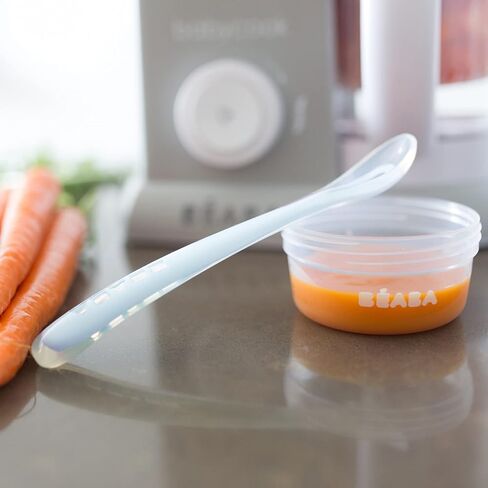 BEABA First Stage Baby Feeding Spoon Set, The Original Soft Tip Silicone Spoons for Babies, Gum Friendly BPA Lead Phthalate and Plastic Free, Great Gift Set (4 Pack), Natural in Saudi Arabia