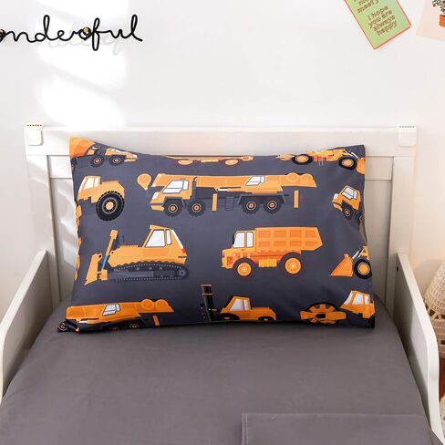 NTBED 4 Pieces Construction Toddler Bedding Set for Baby Boys,Tree Truck Vehicles Excavator Cars Printed, Includes Comforter, Flat Sheet, Fitted Sheet and Pillowcase,Light Grey in Saudi Arabia