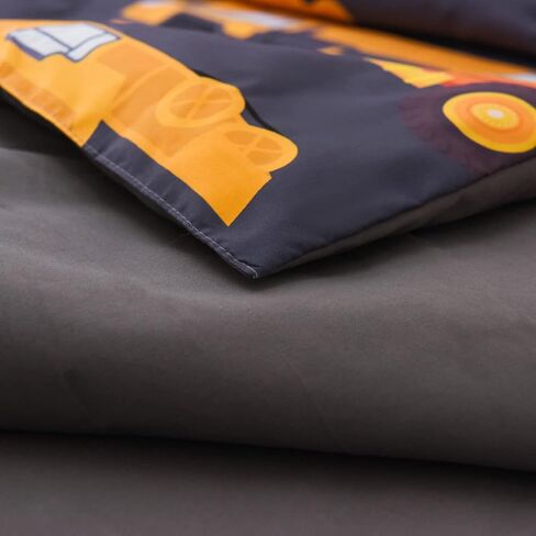 NTBED 4 Pieces Construction Toddler Bedding Set for Baby Boys,Tree Truck Vehicles Excavator Cars Printed, Includes Comforter, Flat Sheet, Fitted Sheet and Pillowcase,Light Grey in Saudi Arabia