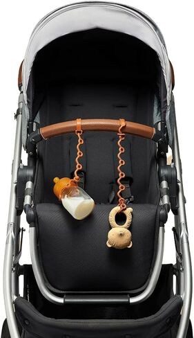 Fun Strap - Toy Safety Strap, Food-Grade Stretchable Silicone, No More Toys, Bottle and Pacifier Floor Drop from Stroller, car seat and highchair. 2-Pack (Clay) in Saudi Arabia