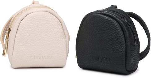 Premium Leather Pacifier and Nipple Shield Cases - Set of 2 Black & Beige | Case for Diaper Bag & Stroller | Pacifier Box for Travel | Keeps Baby’s Binkies Clean and Accessible by purifyou in Saudi Arabia