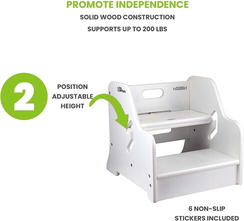 Little Partners Toddler Step Up Stool | 2 Step Adjustable Height for Kitchen, Bathroom or Nursery (Soft White) in Saudi Arabia