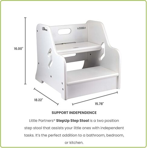 Little Partners Toddler Step Up Stool | 2 Step Adjustable Height for Kitchen, Bathroom or Nursery (Soft White) in Saudi Arabia