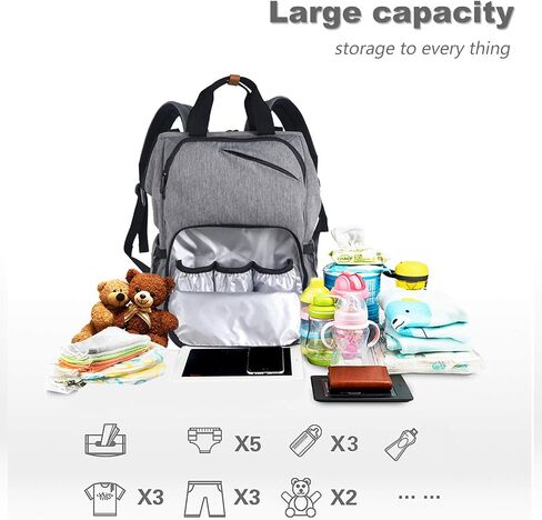 Hap Tim Diaper Bag Backpack,Large Capacity Travel Back Pack Maternity Baby Nappy Changing Bags, Double Compartments with Stroller Straps,Waterproof, Mint Green Black(US7340-GB) in Saudi Arabia