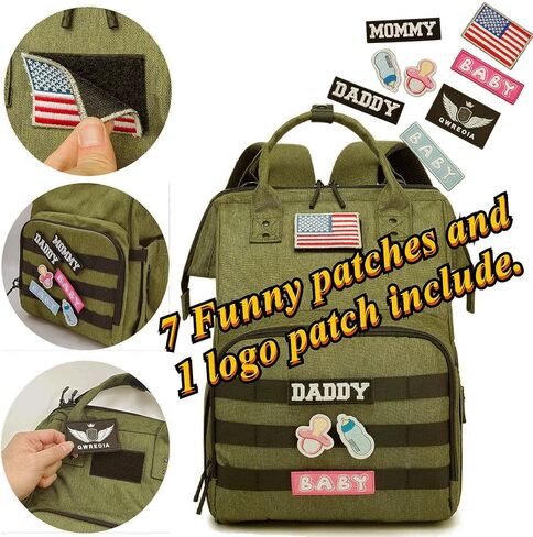 Tactical Diaper Backpack with USB Port (DADDY and MOMMY patches) in Saudi Arabia