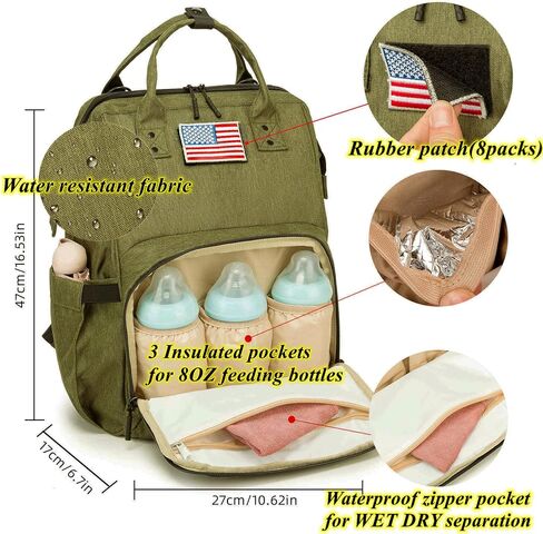 Tactical Diaper Backpack with USB Port (DADDY and MOMMY patches) in Saudi Arabia