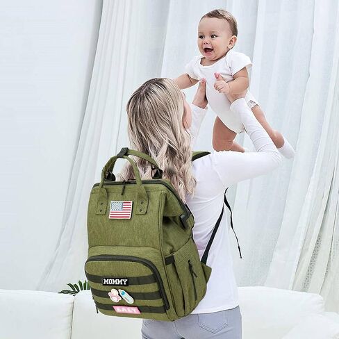 Tactical Diaper Backpack with USB Port (DADDY and MOMMY patches) in Saudi Arabia