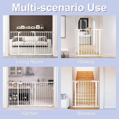 Kinfant Extra Wide Baby Gate - 58-Inch White Doorway & Stair Gate, Tall & Adjustable Extension Pressure Pet Gate, with Extension Kit, Pressure Mount Kit, Wall Cups in Saudi Arabia