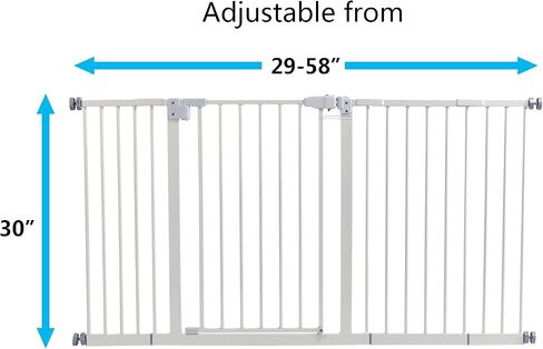 Kinfant Extra Wide Baby Gate - 58-Inch White Doorway & Stair Gate, Tall & Adjustable Extension Pressure Pet Gate, with Extension Kit, Pressure Mount Kit, Wall Cups in Saudi Arabia