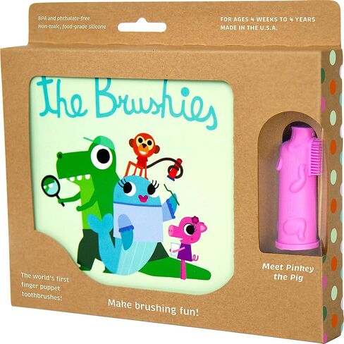 مجموعة فرشاة أسنان وكتاب القصص للأطفال والرضع من The Brushies Chomps The Dino / عنصر طب الأسنان وكتاب / العناية بالأسنان واللثة للشباب / للأعمار من 4 أسابيع إلى 4 سنوات in Kuwait