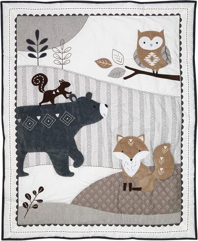 Lambs & Ivy Woodland Forest Animal Nursery 5-Piece Baby Crib Bedding Set - Gray in Saudi Arabia