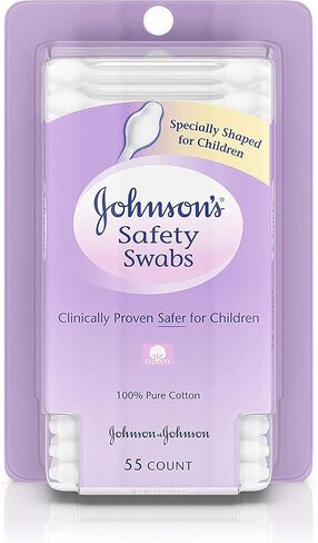 Johnson's 008256OurBundle Non-Chlorine Bleached Safety Ear Swabs for Babies and Children, 55 ct ( Pack of 2) in Saudi Arabia