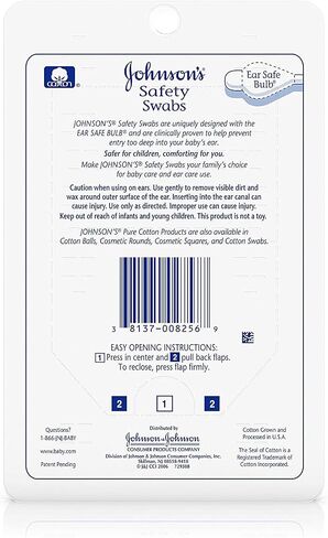 Johnson's 008256OurBundle Non-Chlorine Bleached Safety Ear Swabs for Babies and Children, 55 ct ( Pack of 2) in Saudi Arabia