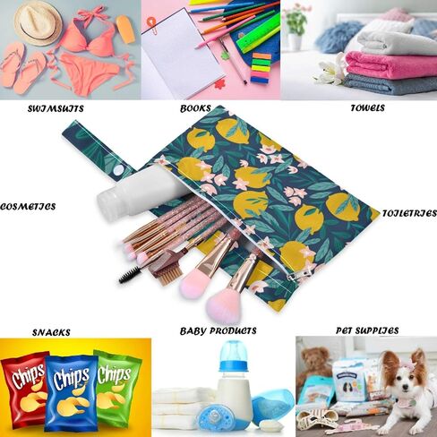 visesunny Cat Animal 2Pcs Wet Bag with 2 Zippered Pockets Snap Handle Washable Reusable Roomy for Travel,Beach,Pool,Daycare,Stroller,Diapers,Dirty Gym Clothes, Wet Swimsuits, Toiletries in Kuwait
