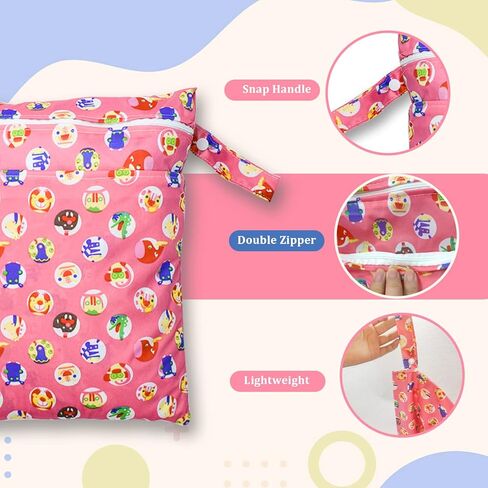 JamiPtoc 2 قطعة من القماش للحفاضات الرطبة والجافة للأطفال الصغار مقاومة للماء وقابلة لإعادة الاستخدام للسفر على الشاطئ وحمام السباحة واليوجا وحقيبة الصالة الرياضية مع جيبين بسحّاب، حفاضات متسخة وعربة يوجا وأدوات زينة للعناية النهارية in Kuwait