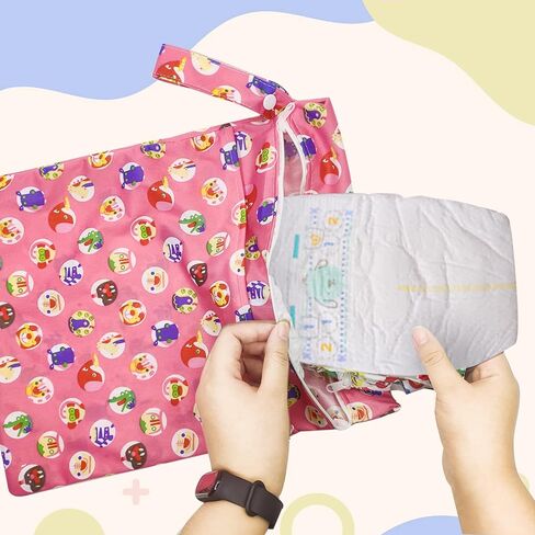 JamiPtoc 2 قطعة من القماش للحفاضات الرطبة والجافة للأطفال الصغار مقاومة للماء وقابلة لإعادة الاستخدام للسفر على الشاطئ وحمام السباحة واليوجا وحقيبة الصالة الرياضية مع جيبين بسحّاب، حفاضات متسخة وعربة يوجا وأدوات زينة للعناية النهارية in Kuwait