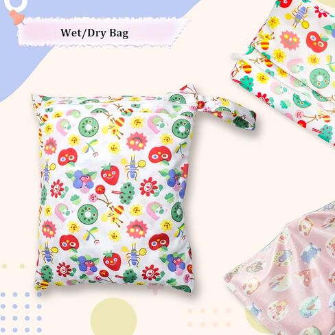 JamiPtoc 2 قطعة من القماش للحفاضات الرطبة والجافة للأطفال الصغار مقاومة للماء وقابلة لإعادة الاستخدام للسفر على الشاطئ وحمام السباحة واليوجا وحقيبة الصالة الرياضية مع جيبين بسحّاب، حفاضات متسخة وعربة يوجا وأدوات زينة للعناية النهارية in Kuwait