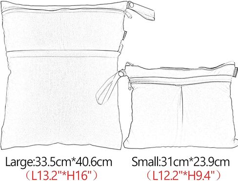Damero 3Pcs Wet Dry Bag with 2 Zippered Pockets and Snap Handle for Cloth Diaper, Swimsuit, Clothes, Ideal for Travel, Exercise, Daycare, Roomy and Water-resistant (Bear) in Kuwait