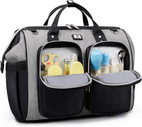 Pomelo Best Multifunctional Diaper Bag Totes with Changing Pad & Stroller Straps, Large Portable Newborn Baby Bags, Unisex and Stylish Travel Diaper Backpacks for Mom and Dad, Army Green in Kuwait