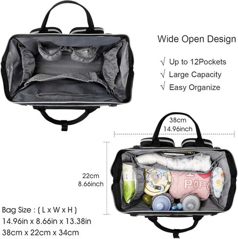 Pomelo Best Multifunctional Diaper Bag Totes with Changing Pad & Stroller Straps, Large Portable Newborn Baby Bags, Unisex and Stylish Travel Diaper Backpacks for Mom and Dad, Army Green in Kuwait