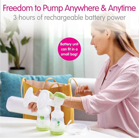MAM 2-in-1 Double Electric Breast Pump & Manual Breast Pump, Portable Breast Pump with 2 Easy Start Anti-Colic Bottles & Breastfeeding Supplies in Saudi Arabia