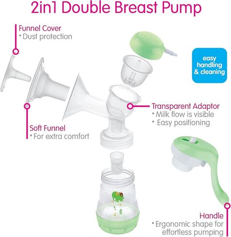 MAM 2-in-1 Double Electric Breast Pump & Manual Breast Pump, Portable Breast Pump with 2 Easy Start Anti-Colic Bottles & Breastfeeding Supplies in Saudi Arabia