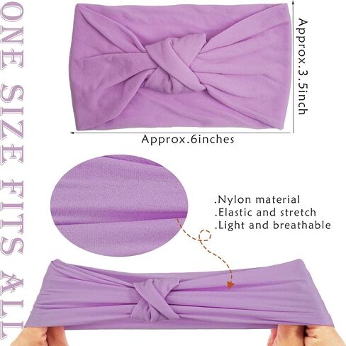 15PCS Baby Nylon Headbands 5 inches Handmade Cross Elastic Soft Headbands | Without bow baby headbands 15 colors one size fits all no red mark leaves handmade nylon hairbands in Saudi Arabia
