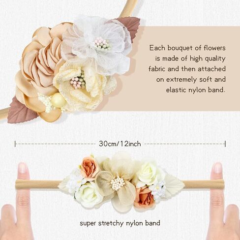 Cinaci 5 Pack Delicate Floral Flower Nylon Headbands Hair Bands Accessories for Baby Girls Newborns Infants Toddlers Kids (5 Pack S10) in Saudi Arabia