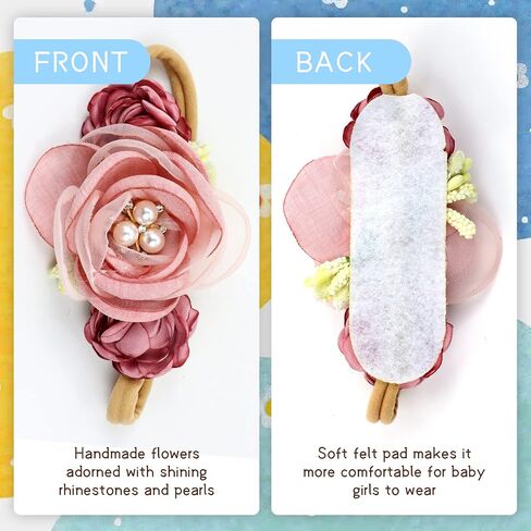 Cinaci 5 Pack Delicate Floral Flower Nylon Headbands Hair Bands Accessories for Baby Girls Newborns Infants Toddlers Kids (5 Pack S10) in Saudi Arabia