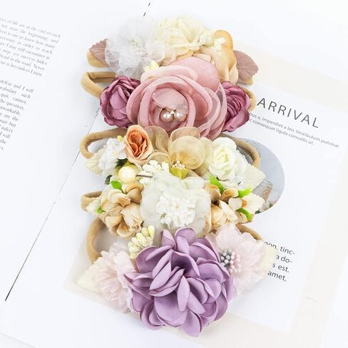 Cinaci 5 Pack Delicate Floral Flower Nylon Headbands Hair Bands Accessories for Baby Girls Newborns Infants Toddlers Kids (5 Pack S10) in Saudi Arabia