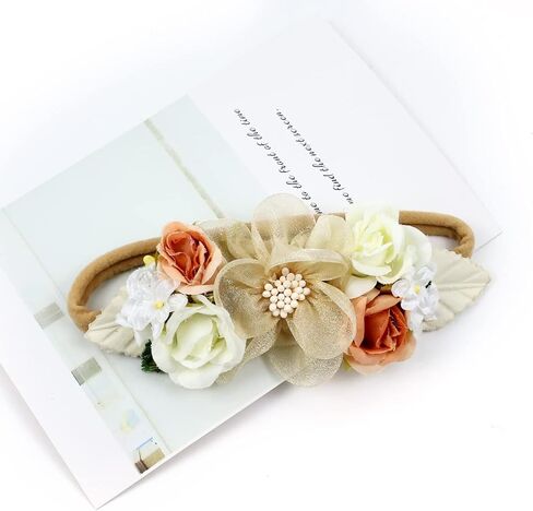 Cinaci 5 Pack Delicate Floral Flower Nylon Headbands Hair Bands Accessories for Baby Girls Newborns Infants Toddlers Kids (5 Pack S10) in Saudi Arabia