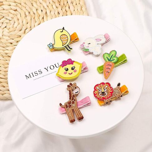 inSowni 16 Pack Embroidery Cute Fruit Animal Fully Lined Alligator Hair Clips Accessories Barrettes for Baby Girl Toddlers Infants Kids Teens One Size in Saudi Arabia