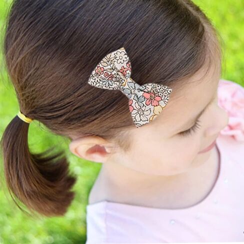 10Pcs Baby Girls Hair Clips Full Lined Alligator Clip Floral Bow Barrettes Handmade Hair Accessories for Newborn Infant Toddler Kids in Kuwait