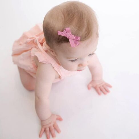 10Pcs Baby Girls Hair Clips Full Lined Alligator Clip Floral Bow Barrettes Handmade Hair Accessories for Newborn Infant Toddler Kids in Kuwait