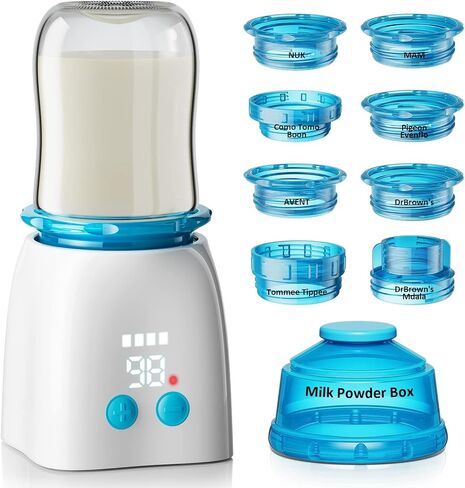 Bottle Warmer,Portable Bottle Warmer with 8 Adapters, Cordless Travel Bottle Warmer with 5 Accurate Temperature Control, Rechargeable Baby Bottle Warmer for Breastmilk or Formula in Saudi Arabia