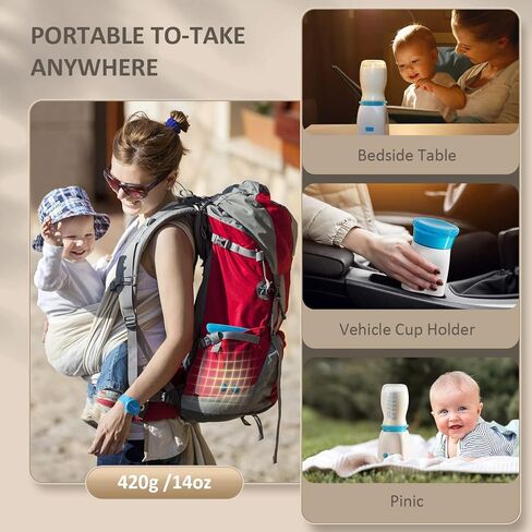 Bottle Warmer,Portable Bottle Warmer with 8 Adapters, Cordless Travel Bottle Warmer with 5 Accurate Temperature Control, Rechargeable Baby Bottle Warmer for Breastmilk or Formula in Saudi Arabia