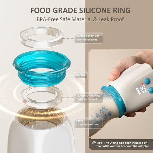 Bottle Warmer,Portable Bottle Warmer with 8 Adapters, Cordless Travel Bottle Warmer with 5 Accurate Temperature Control, Rechargeable Baby Bottle Warmer for Breastmilk or Formula in Saudi Arabia