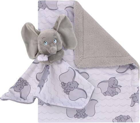 Disney Dumbo Gray and White Super Soft Sherpa Baby Blanket and Security Blanket 2-Piece Set in Saudi Arabia