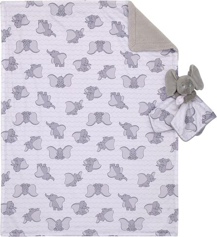 Disney Dumbo Gray and White Super Soft Sherpa Baby Blanket and Security Blanket 2-Piece Set in Saudi Arabia