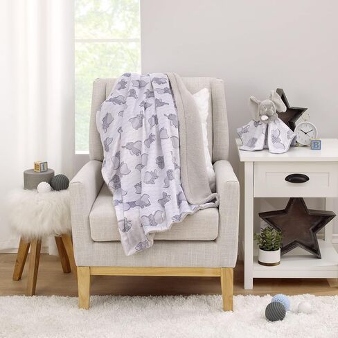 Disney Dumbo Gray and White Super Soft Sherpa Baby Blanket and Security Blanket 2-Piece Set in Saudi Arabia